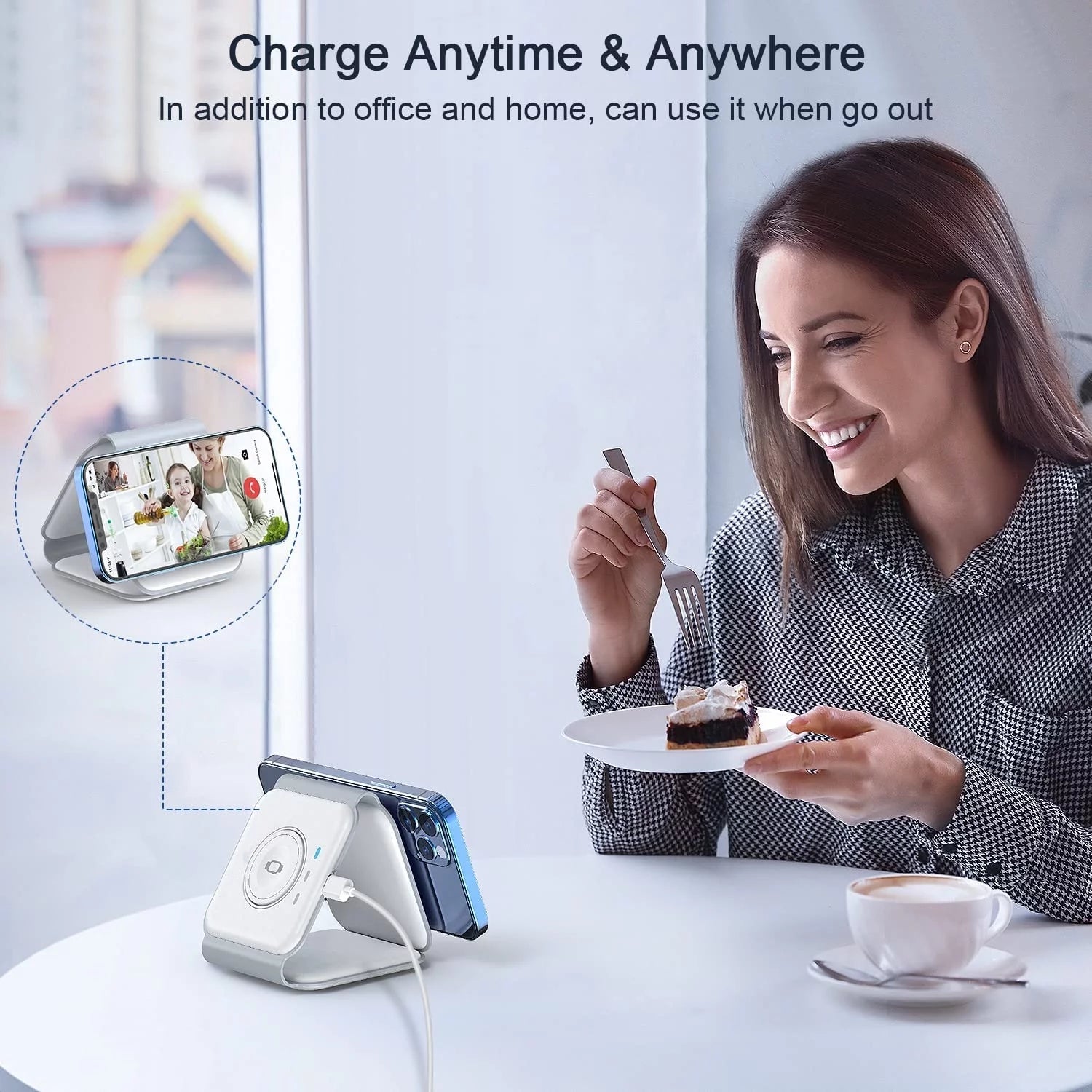 3-In-1 Wireless Charger Compatible with Multiple Devices Including Iphone 17/16/15/14/13 Series, Airpods 4/3/Pro, and Iwatch (Adapter Included) - Magnetic Foldable Design